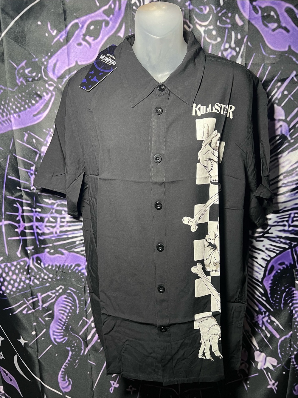 NWT Killstar Men’s Black Graphic Button-Up Shirt